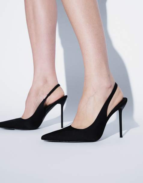 Public Desire Allure zapatos de salón destalonados con tacón en satén negro - view 1