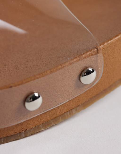 Public Desire - Alma - Gyldenbrune clogs med gennemsigtig rem, 3 af 4