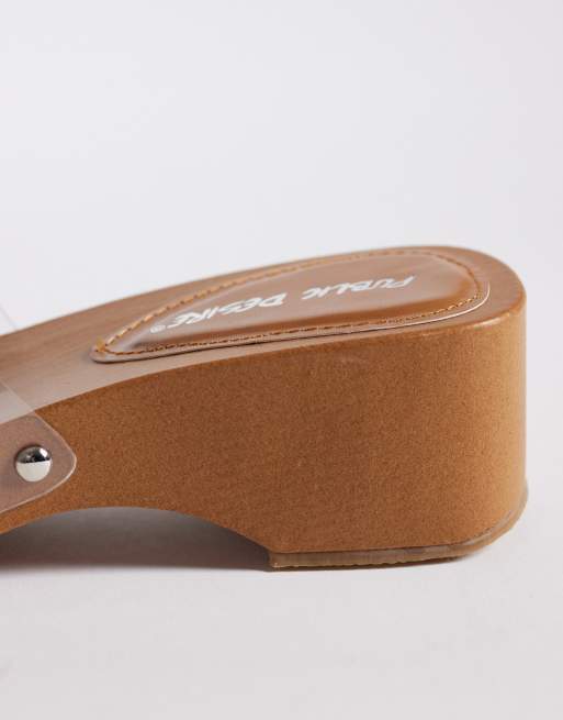 Public Desire - Alma - Gyldenbrune clogs med gennemsigtig rem, 4 af 4