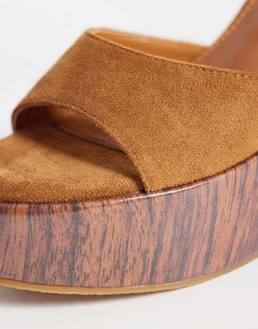 Public Desire - Aluna - Sandalen met sleehak in bruin suedette, 2 van 4