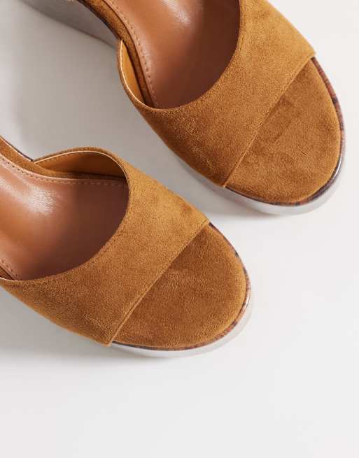 Public Desire - Aluna - Sandalen met sleehak in bruin suedette, 3 van 4