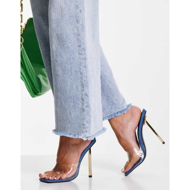 Denim mules sale heels