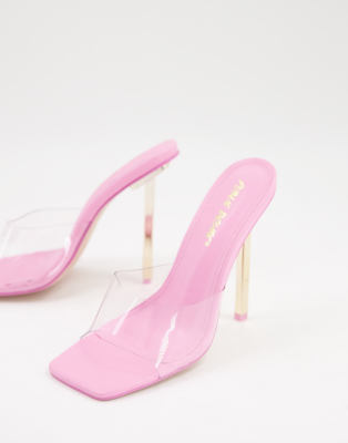 Public Desire Amaze Clear Heel Mule Sandals In Pink ModeSens