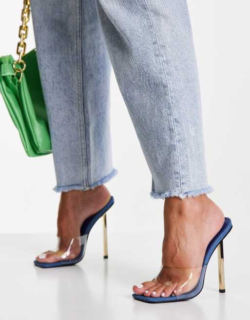 Public Desire - Amaze - Sandales transparentes style mules à talons - Jean bleu, 4 de 4