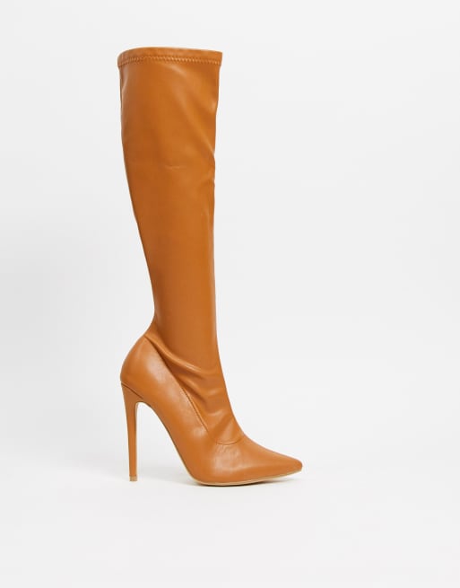 Public Desire - Ambition - Knielaarzen met stiletto in camel