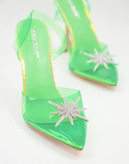 Green iridescent clearance heels