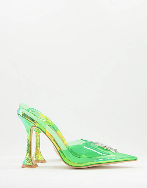 Public Desire - Amoura - Scarpe con tacco iridescenti decorati