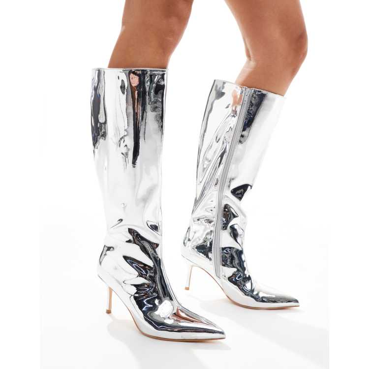 Silver patent boots 2025