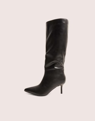  Amped pointed toe mid heel knee high boots 