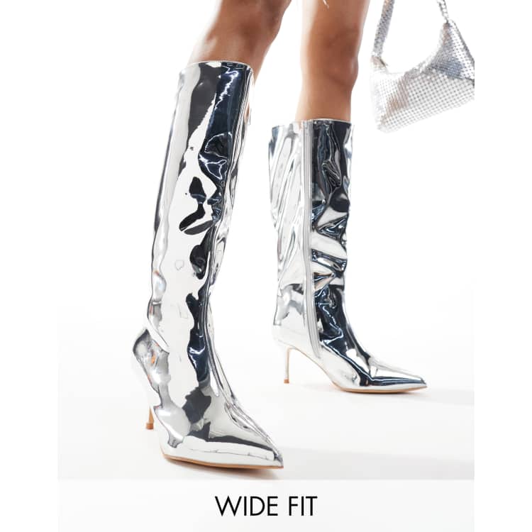 Public Desire Amped Wide Fit kitten heel straight leg