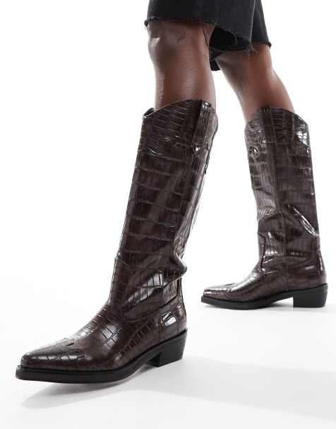Public Desire - Apollop - Western knielaarzen in bruin croc - view 1