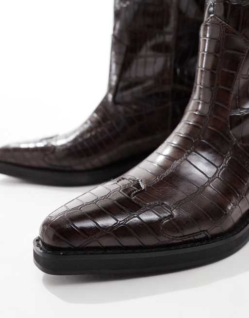 Public Desire - Apollop - Western knielaarzen in bruin croc, 2 van 4
