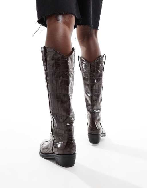 Public Desire - Apollop - Western knielaarzen in bruin croc, 4 van 4