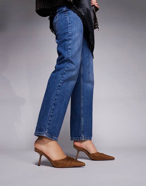 Public Desire - Apricot - Sabot con tacco in camoscio sintetico marrone, 2 di 4