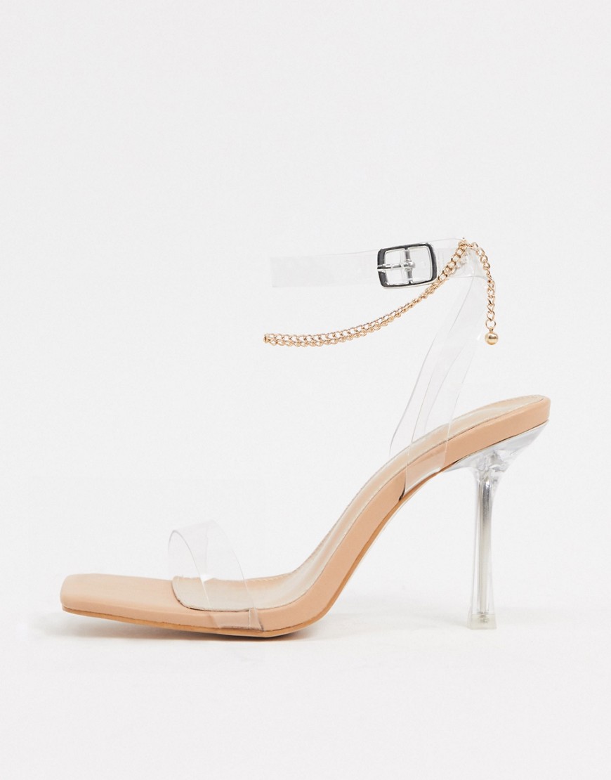 Public Desire April heeled sandal with anklet in beige
