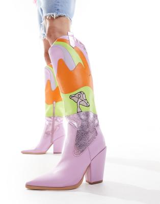 Public Desire - Archer - Bunte Cowboystiefel mit ausgefallenem Design