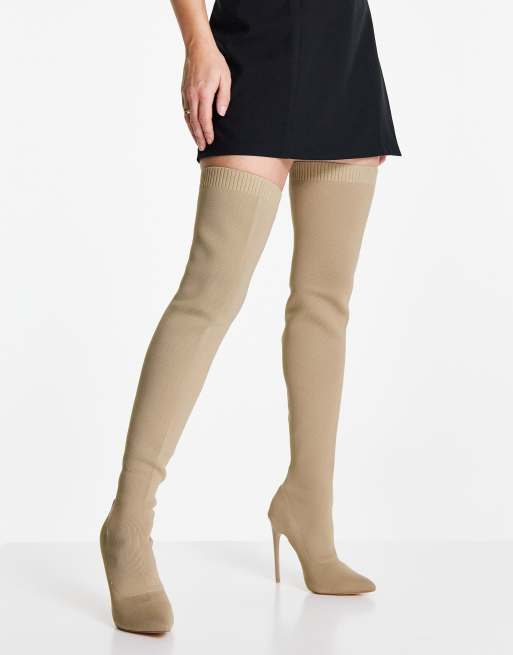 Camel over the knee heel sale boots