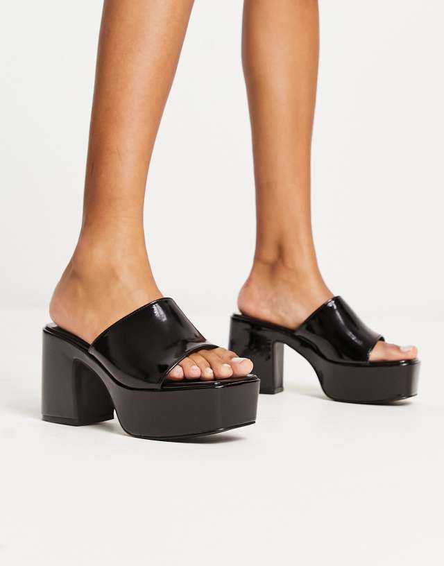 Public Desire Ariel Exclusive platform mules in black patent