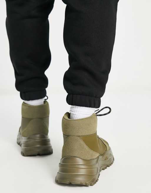 Public Desire artemis chunky boots in khaki | ASOS