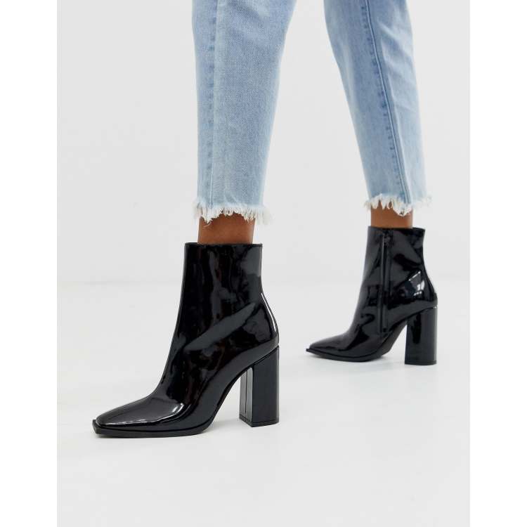 Public desire empire off white patent block on sale heeled ankle boots