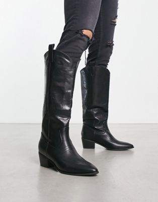 Public Desire Austin vintage look western boots in black - ASOS Price Checker