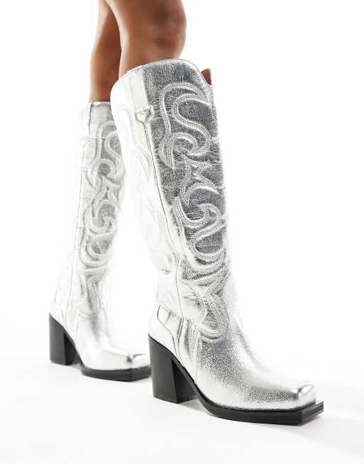 Cheap store silver boots