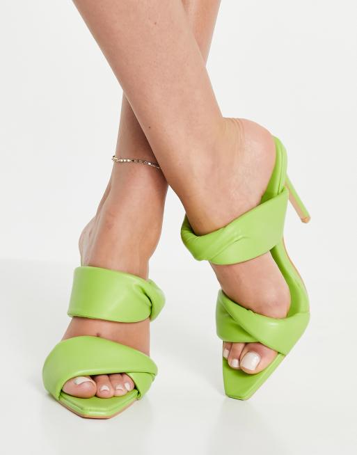 Public Desire - Avatar - Mules à bout carré avec deux brides - Vert citron, 4 de 4