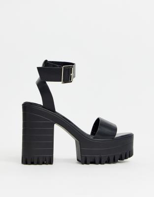 black cleated sole chunky sandals