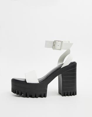 cleated platform block heels