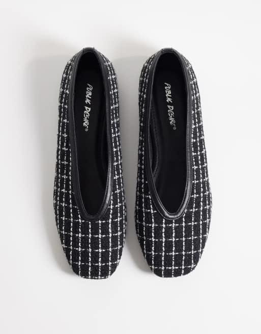 Public Desire - bailarinas Caprice en tweed blanco y negro, 2 de 4