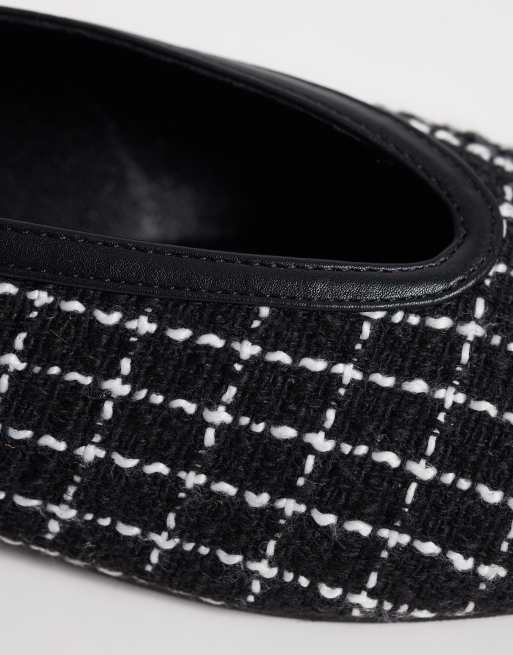 Public Desire - bailarinas Caprice en tweed blanco y negro, 3 de 4