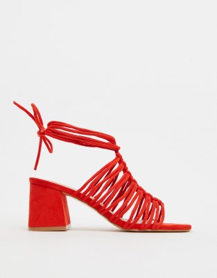 public desire red lace up heels