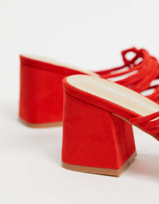 Public Desire – Bali – Rote Sandalen mit Blockabsatz und Knöchelschnürung, 2 von 4