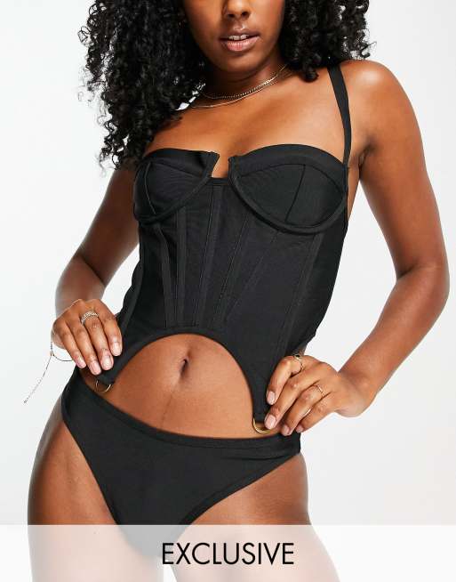 Public Desire bandage corset bikini top in black