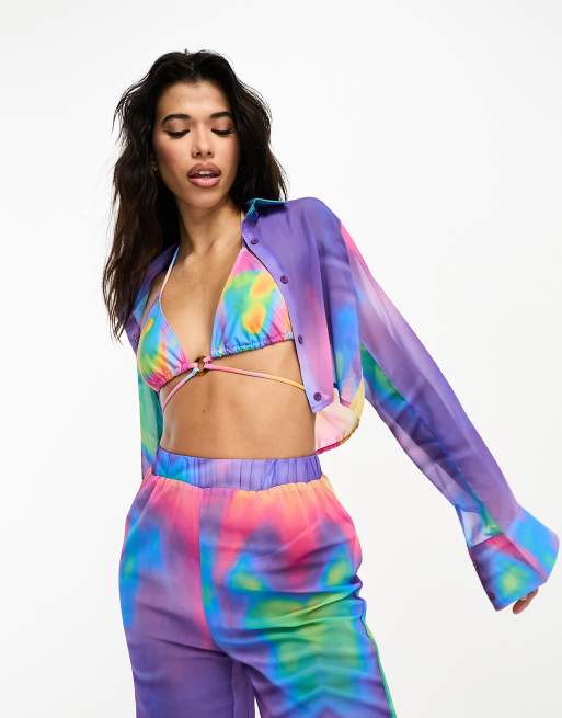 Multi Colour Printed Shirt With Pants Women's Co-Ord Set