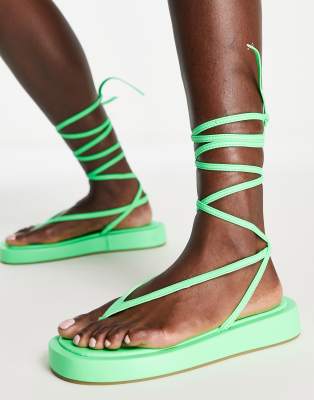  Beachbabe flatform sandals in neon green