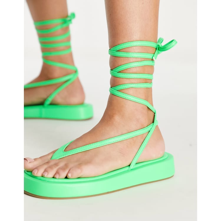 Neon green best sale sandals flat