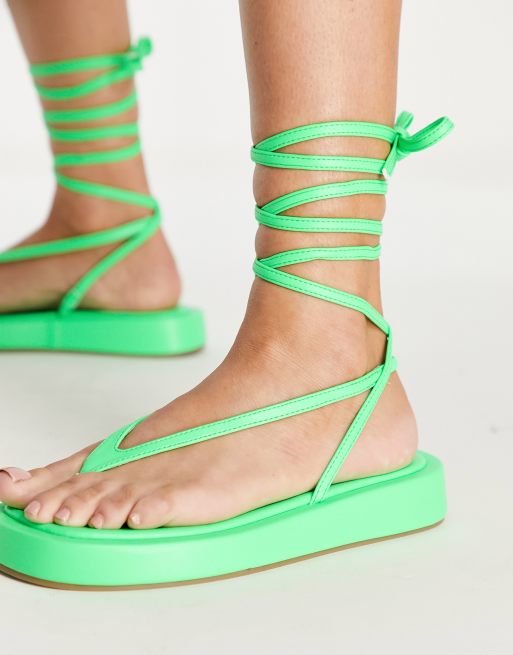 Neon green store sandals with straps