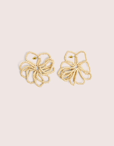 Public Desire Beaded flower earrings in beige - view 1