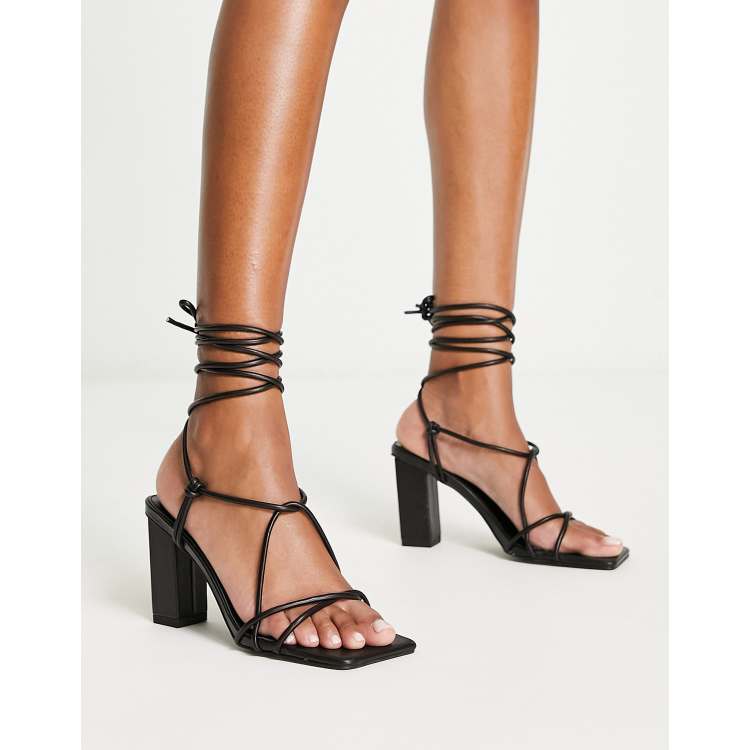 Black wrap shop around ankle heels