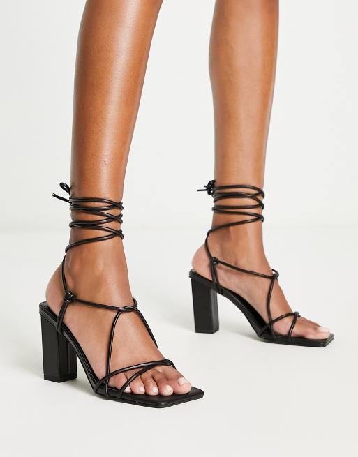 Black evening shop sandals mid heel