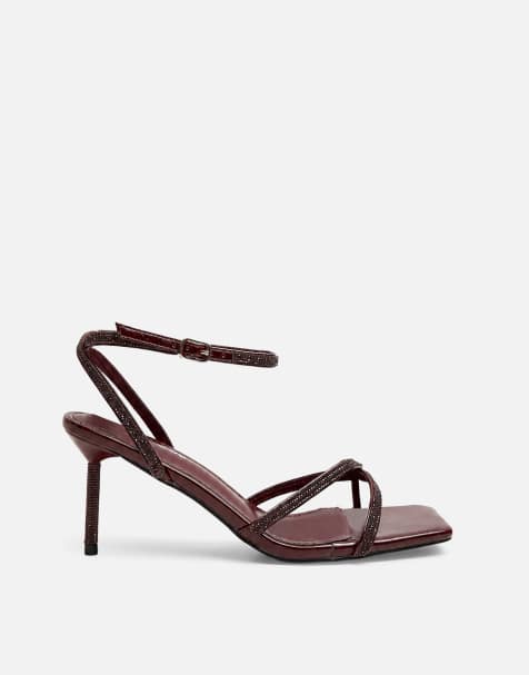 Public Desire Belsa diamante strappy high heel in burgundy - view 1