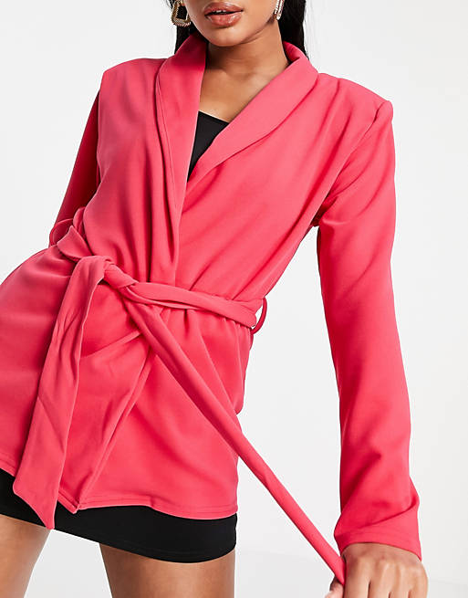 Women Public Desire belted pink blazer co ord in pink 