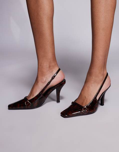 Public Desire - Bessie - Højhælede slingback-sko med kantet tå og skildpaddemønster - view 1