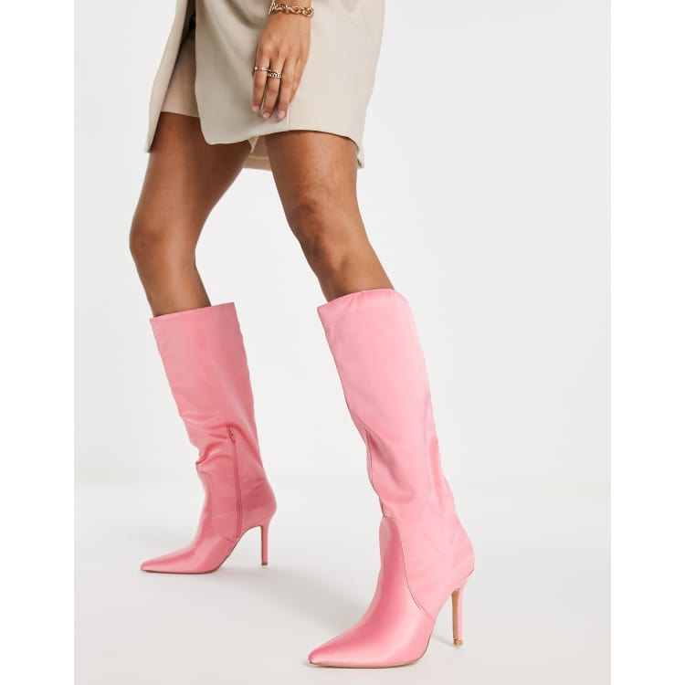 Pink satin clearance boots