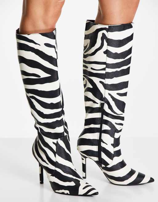 Public Desire - Best Believe - Knielaarzen met hak in zebraprint, 4 van 4