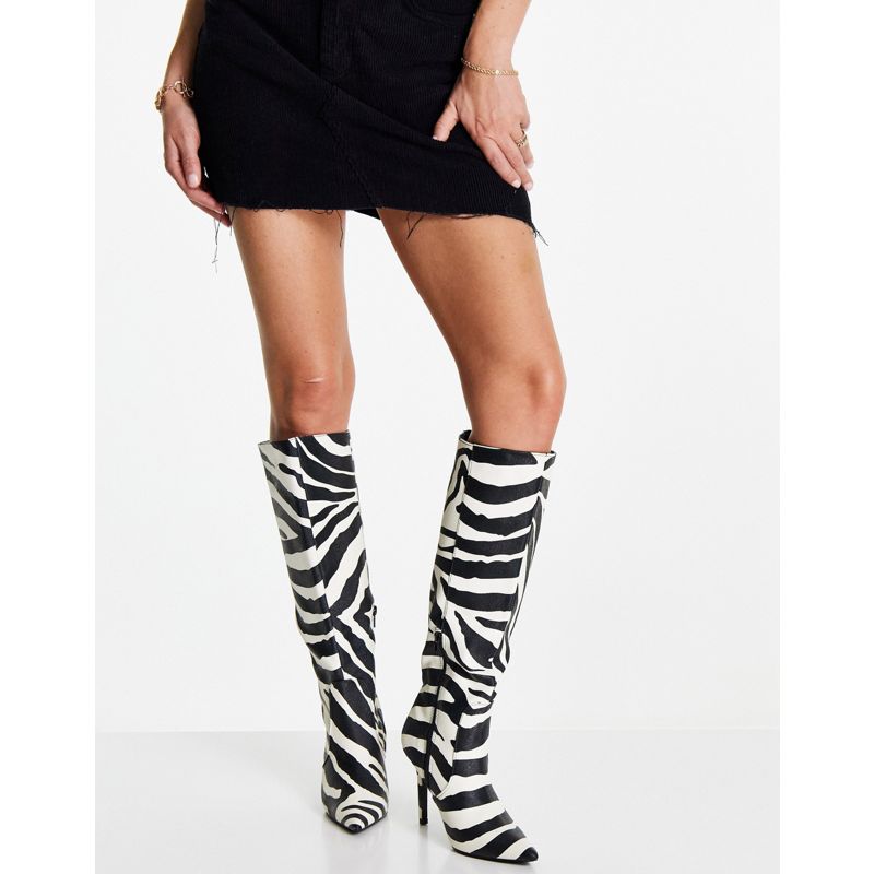 Scarpe Donna Public Desire - Best Believe - Stivali al ginocchio con tacco alto zebrati