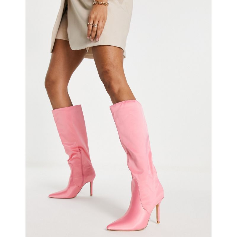 Scarpe Donna Public Desire - Best Believe - Stivali al ginocchio con tacco rosa raso