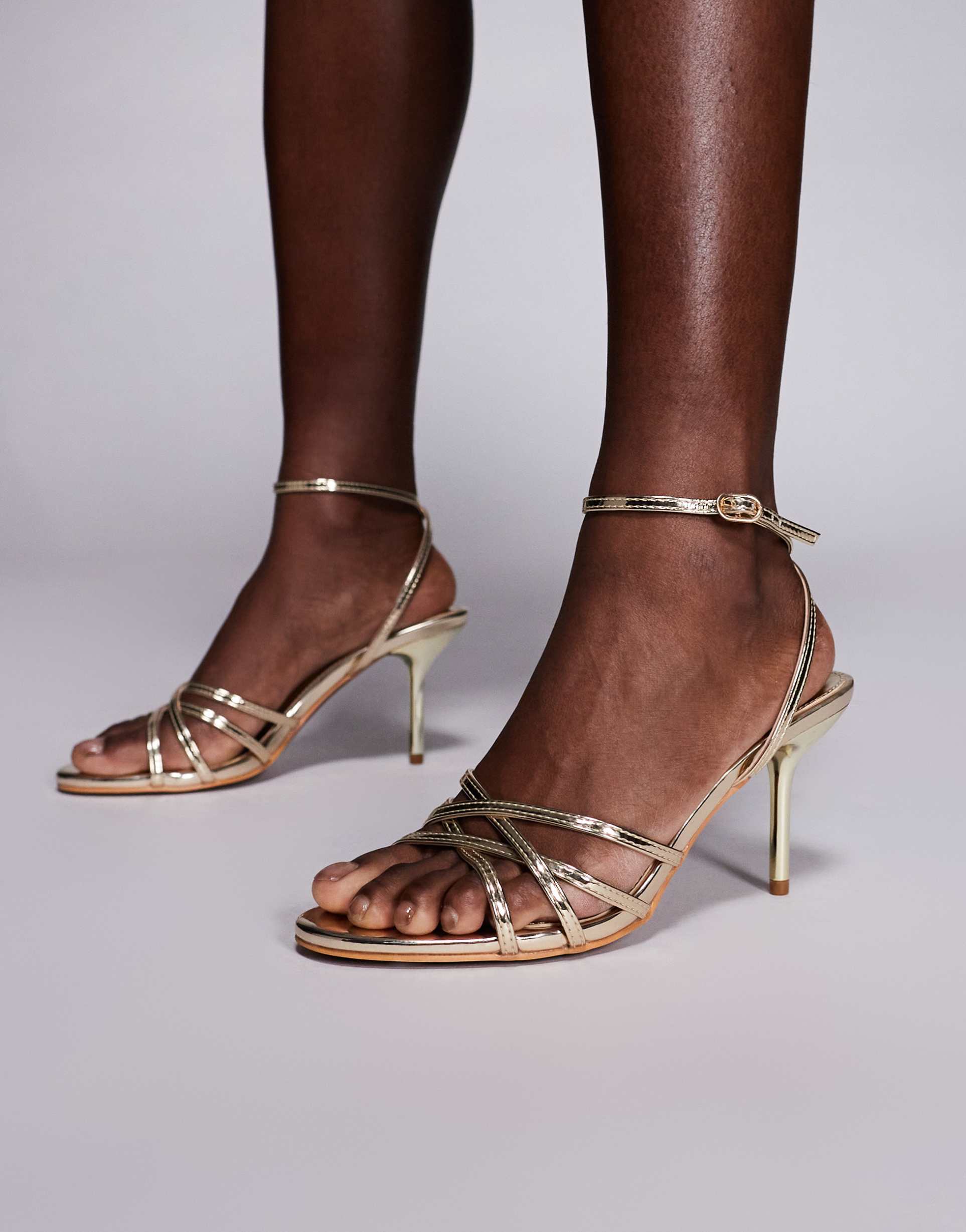public desire bethany strappy heeled sandals in gold