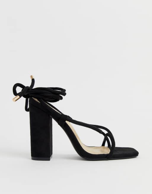 Public desire suzu black tie outlet up block heeled sandals